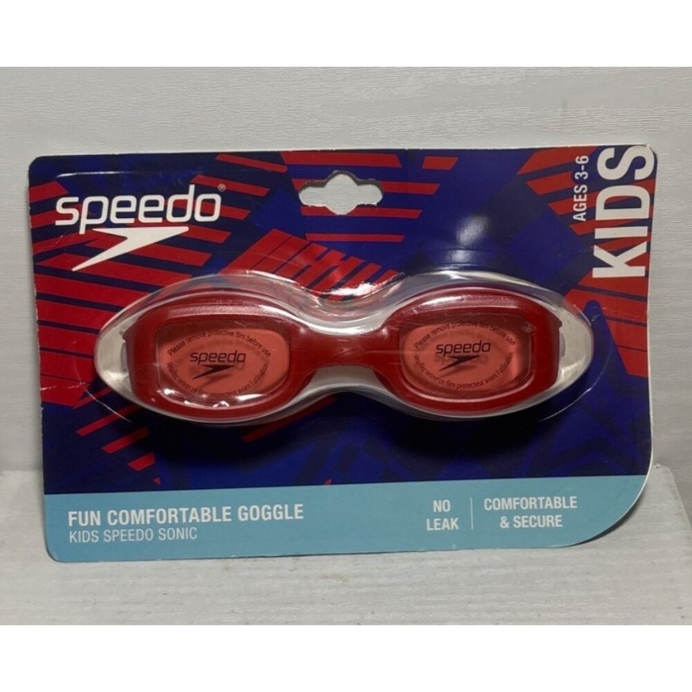 Kids Speedo Sonic Swim Goggles Recreation Ages 3-6 Anti-Fog UV Protection Red